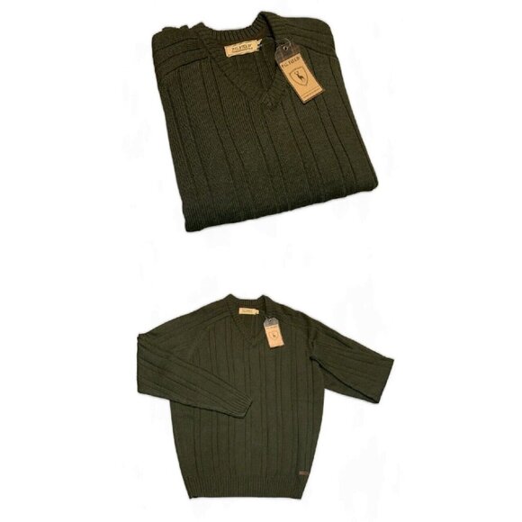P.G.‎ Field Army Green Men's Jumper Sweater Size Medium NWT - Picture 11 of 11